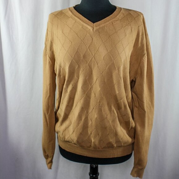 Alex Stevens Sweater V Neck Cotton Diamond Weave Size L - Picture 1 of 4